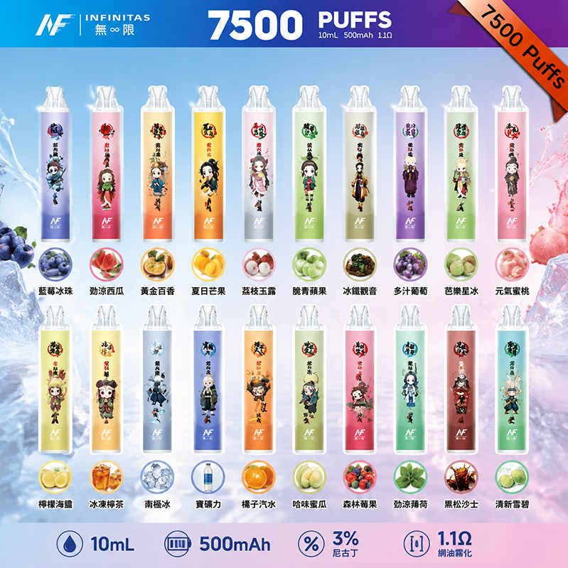 INF 7500 Puffs｜3% 濃度｜20款口味