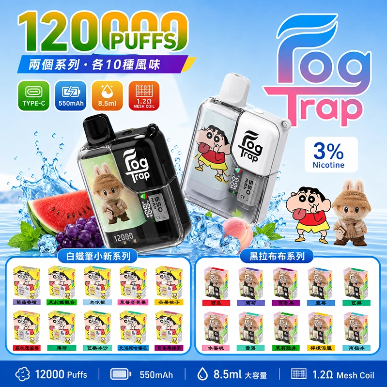 Fog Trap 12000口｜3% 濃度｜20款口味