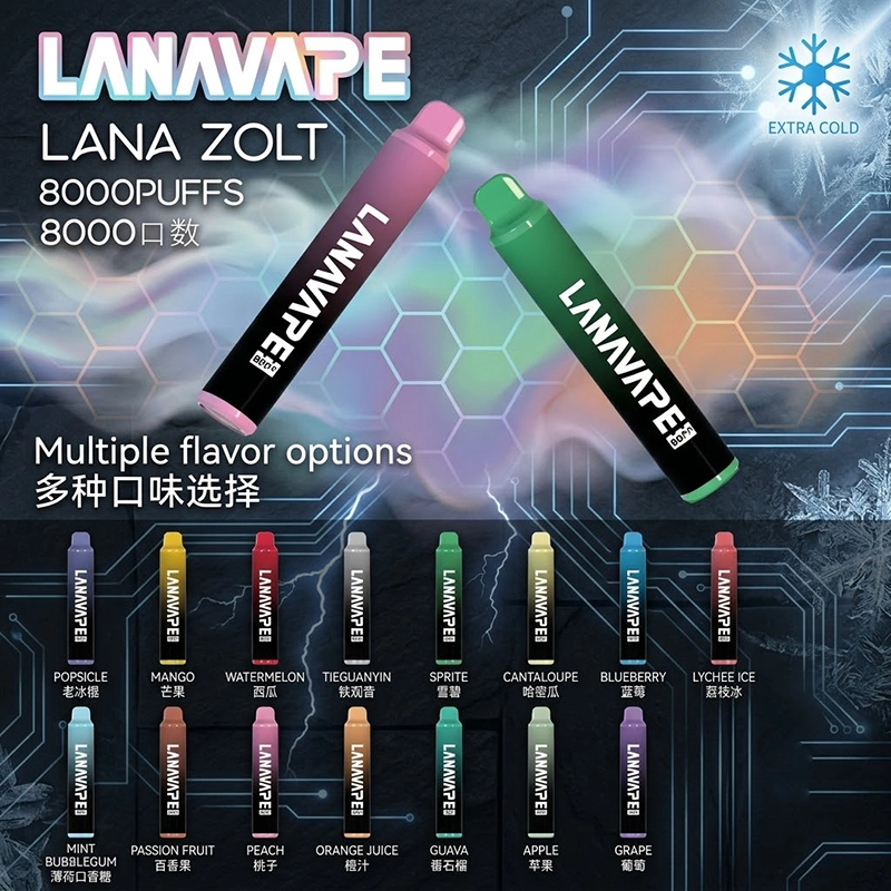 一次性電子煙 Lana Zolt 8000口｜850mAh可充電｜1.2Ω Mesh霧化｜23種口味-口味清單